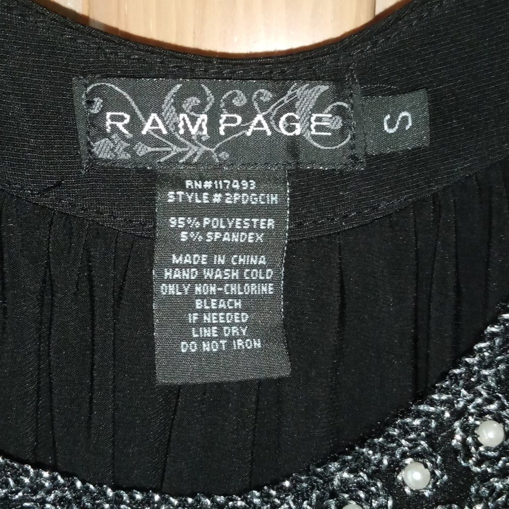 Rampage Black Embellished Tank Top With Elastic At The Waist Size Small - Picture 4 of 5